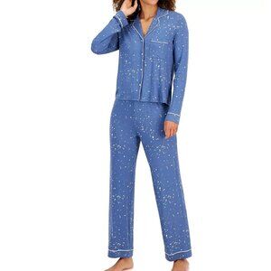 Jenni Women's 2-Piece Notch-Collar Pajama Set, Moonlight Blue Splatter, XS